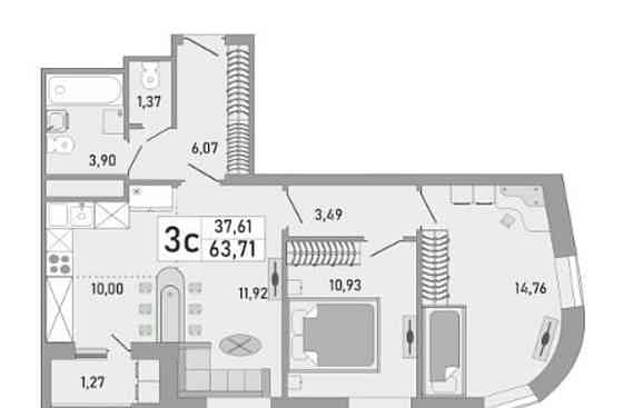2-комн. квартира, 64 м2, 13/24 эт. Уфа