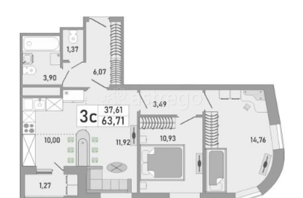 2-комн. квартира, 64 м2, 13/24 эт. Уфа - изображение 4