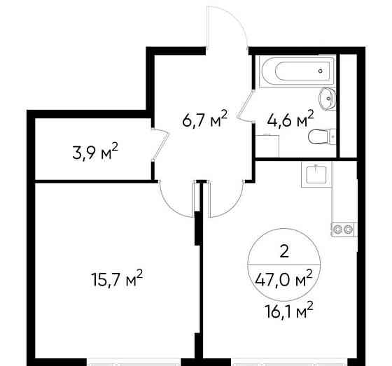 1-комн. квартира, 47 м2, 5/17 эт. Москва