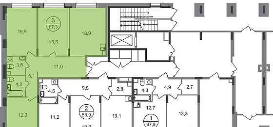3-комн. квартира, 87 м2, 1/17 эт. Москва