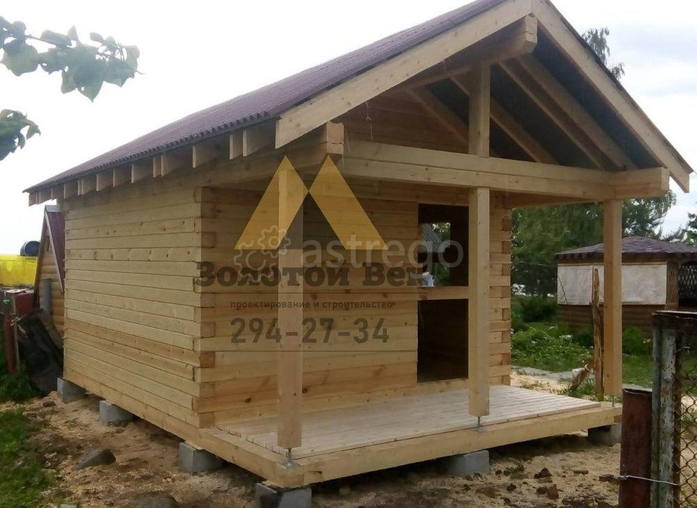 Баня 3х4 с террасой 1х4 из бруса 100х150 на опорных блоках Красноярск - изображение 1