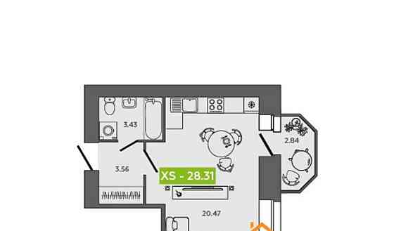 Студия, 28.31 м2, 8/9 эт. Северодвинск