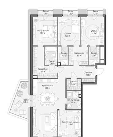 4-комн. квартира, 151.6 м2, 5/7 эт. Москва