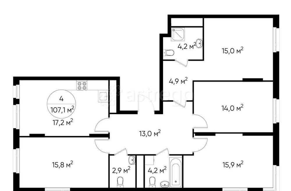 4-комн. квартира, 107 м2, 17/17 эт. Москва - изображение 1