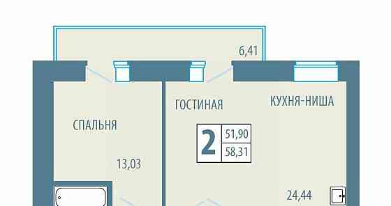 2-комн. квартира, 58.31 м2, 1/5 эт. Железногорск