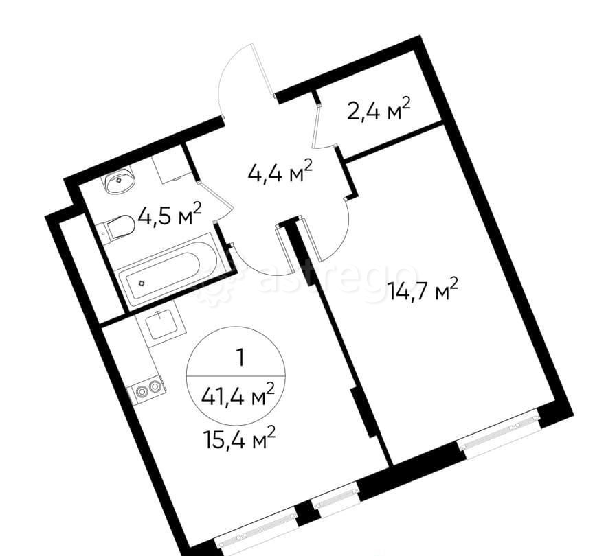 1-комн. квартира, 41 м2, 15/17 эт. Москва - изображение 1