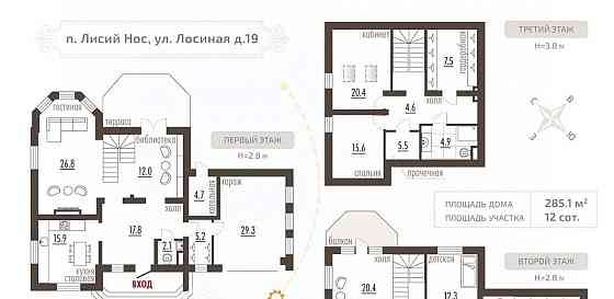Дом, 285.1 м2, 12 соток, 3 эт. Санкт-Петербург
