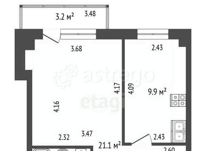 1-комн. квартира, 34.7 м2, 1/3 эт. Стерлитамак - изображение 6