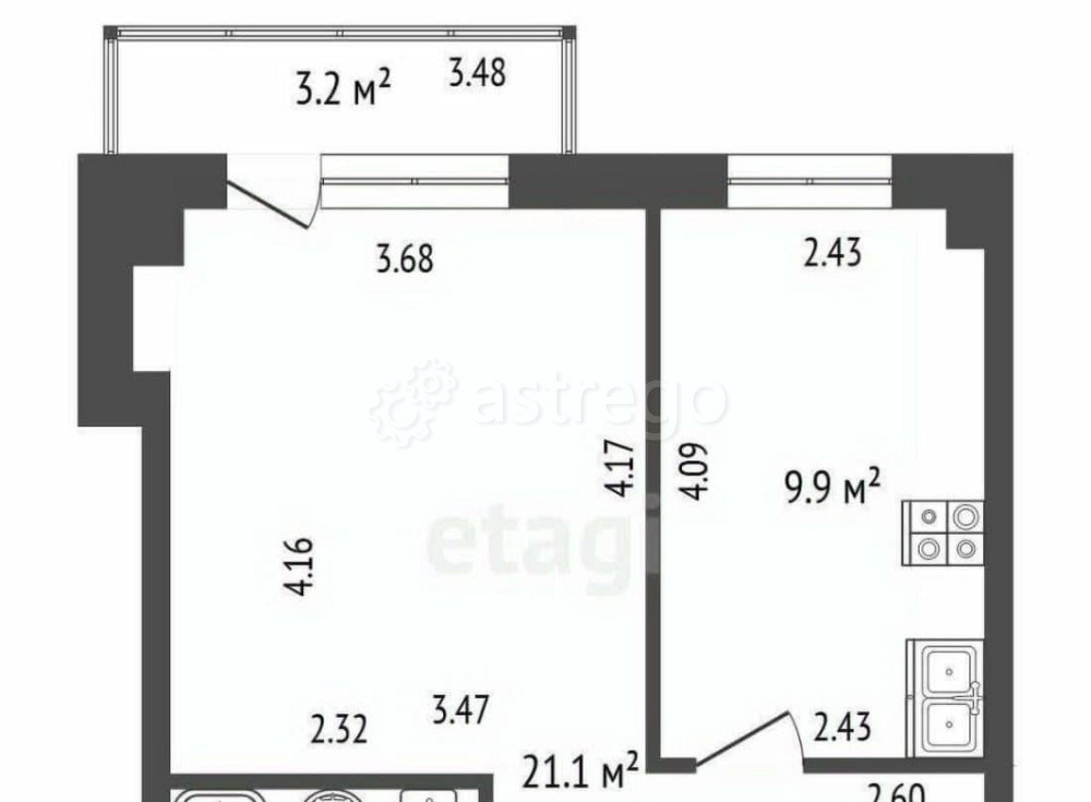 1-комн. квартира, 34.7 м2, 1/3 эт. Стерлитамак - изображение 6