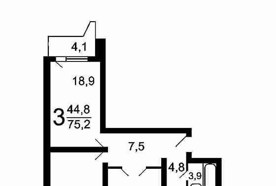 3-комн. квартира, 75.2 м2, 15/17 эт. Красногорск