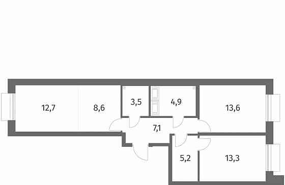 3-комн. квартира, 68.9 м2, 2/6 эт. Санкт-Петербург