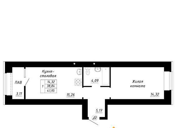 1-комн. квартира, 41.95 м2, 8/14 эт. Стерлитамак