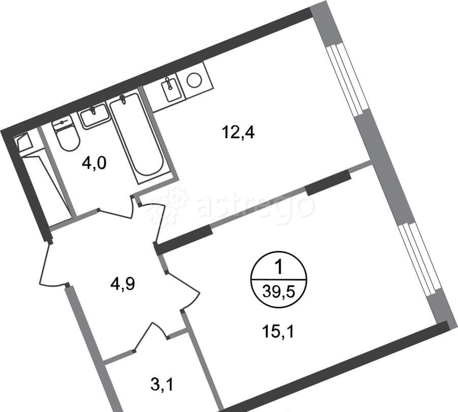 1-комн. квартира, 39 м2, 10/17 эт. Москва - изображение 1