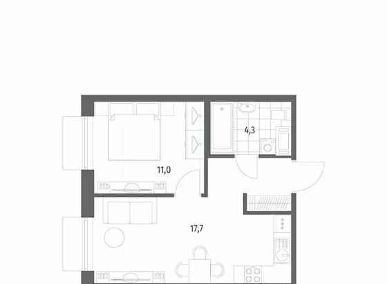 1-комн. квартира, 37.3 м2, 3/12 эт. Санкт-Петербург