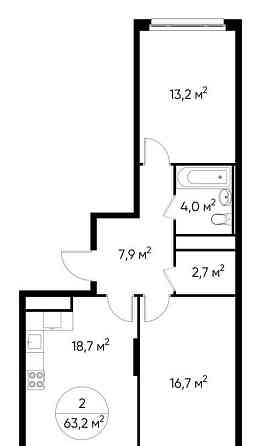 2-комн. квартира, 63 м2, 17/17 эт. Москва