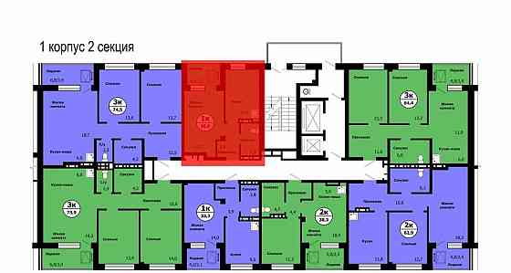 1-комн. квартира, 36 м2, 15/19 эт. Красноярск