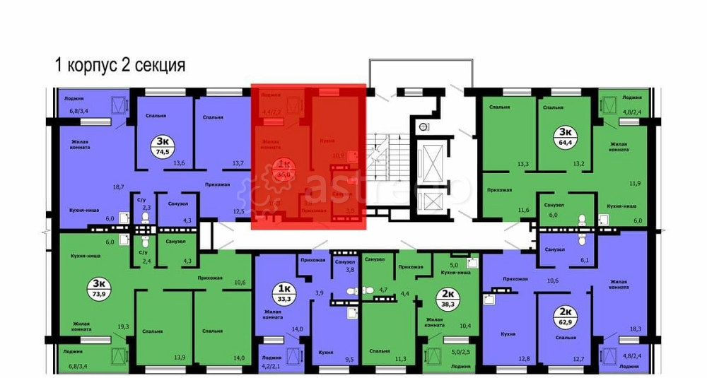 1-комн. квартира, 36 м2, 15/19 эт. Красноярск - изображение 5