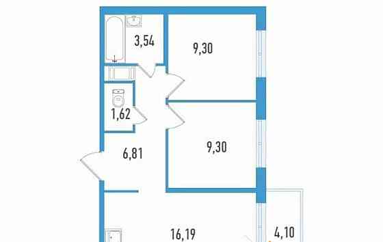 3-комн. квартира, 62.35 м2, 3/12 эт. Санкт-Петербург