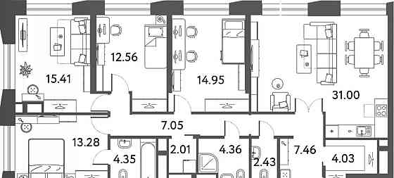 4-комн. квартира, 118.89 м2, 24/24 эт. Москва