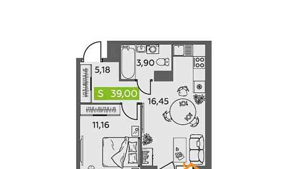 1-комн. квартира, 39 м2, 9/9 эт. Северодвинск