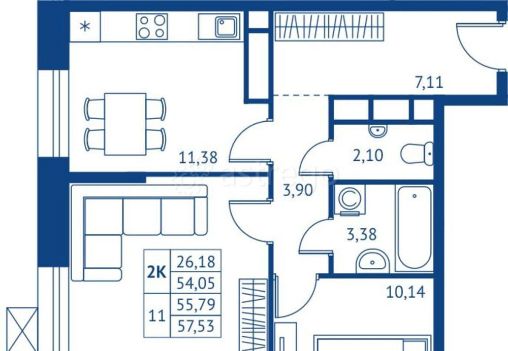 2-комн. квартира, 54.05 м2, 16/22 эт. Королев - изображение 1
