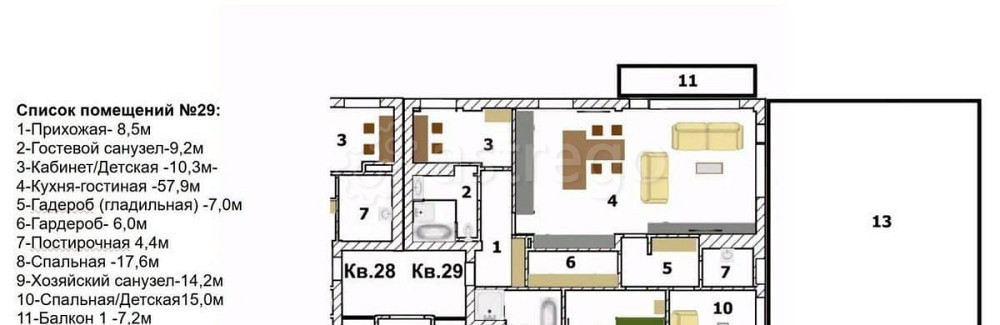 4-комн. апарт-ы, 150 м2, 4/4 эт. Санкт-Петербург - изображение 7