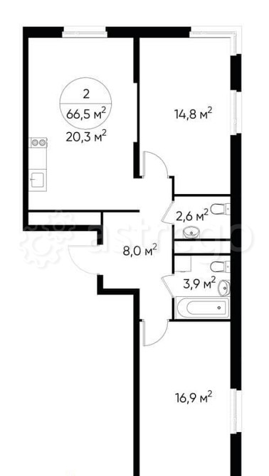 2-комн. квартира, 66 м2, 13/17 эт. Москва - изображение 1