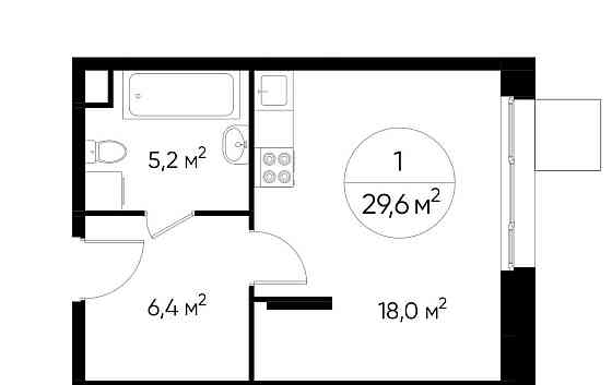 Студия, 29 м2, 1/12 эт. Москва