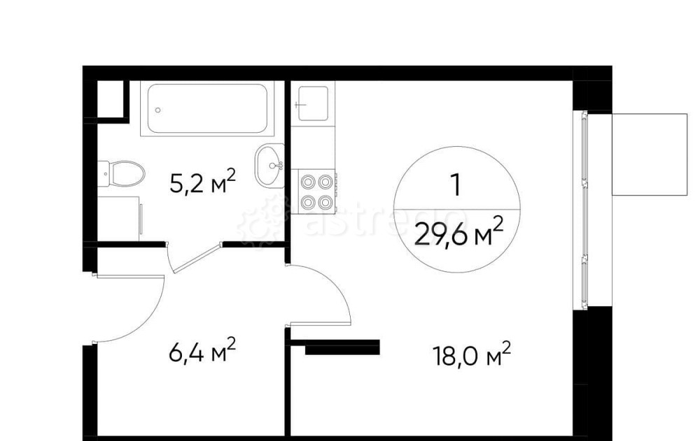 Студия, 29 м2, 1/12 эт. Москва - изображение 1