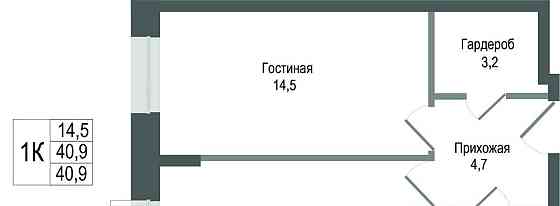 1-комн. квартира, 40.9 м2, 1/8 эт. Королев