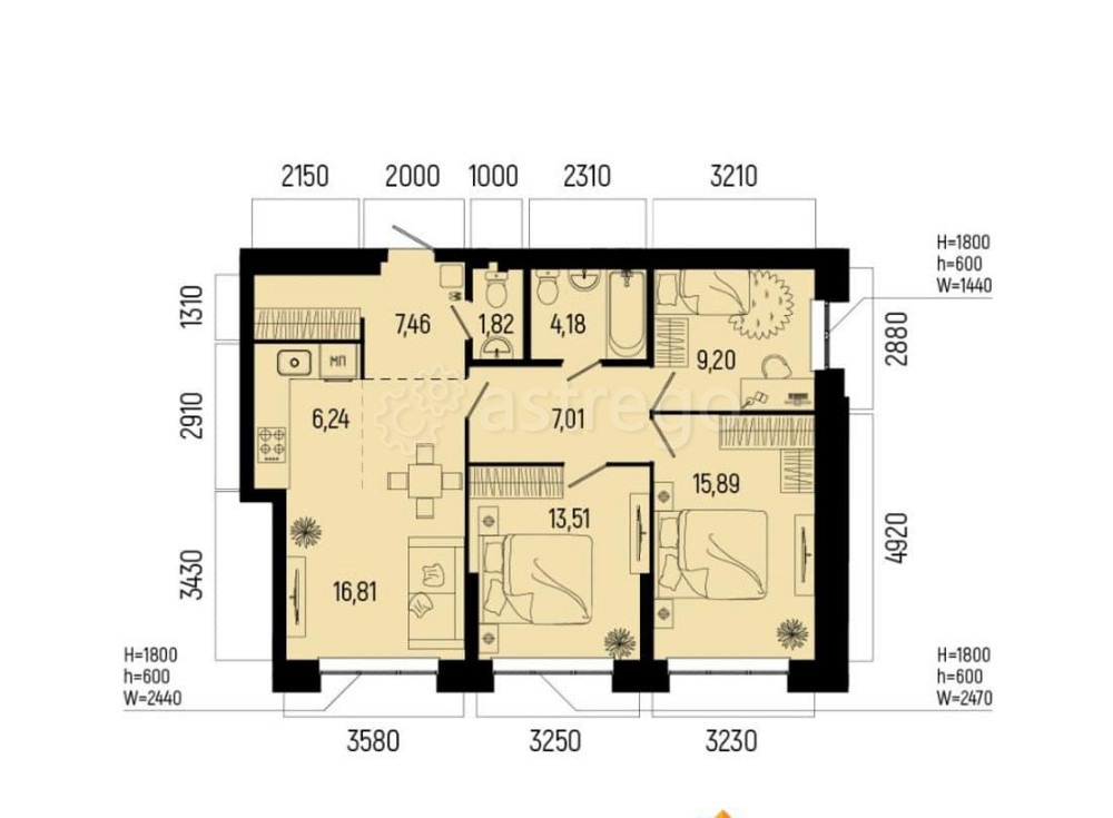 4-комн. квартира, 82.12 м2, 22/25 эт. Уфа - изображение 1
