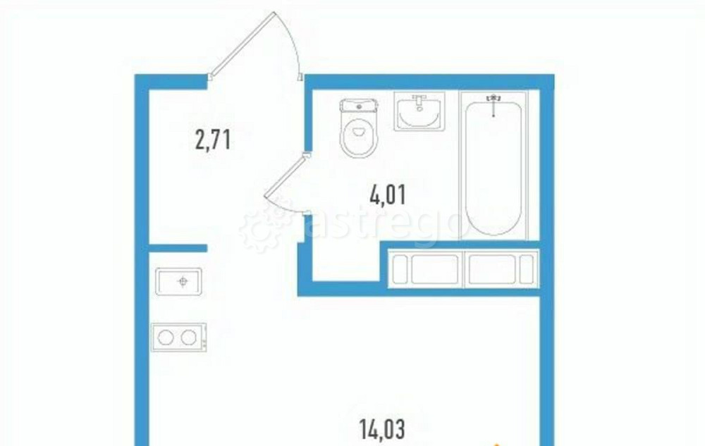 Студия, 22.07 м2, 3/12 эт. Санкт-Петербург - изображение 2