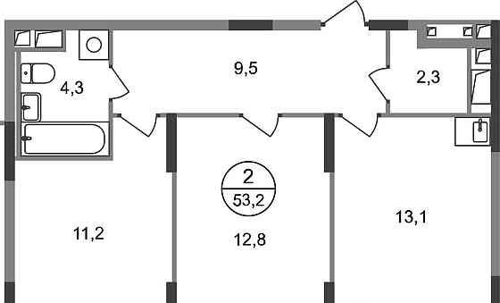 2-комн. квартира, 53 м2, 5/17 эт. Москва