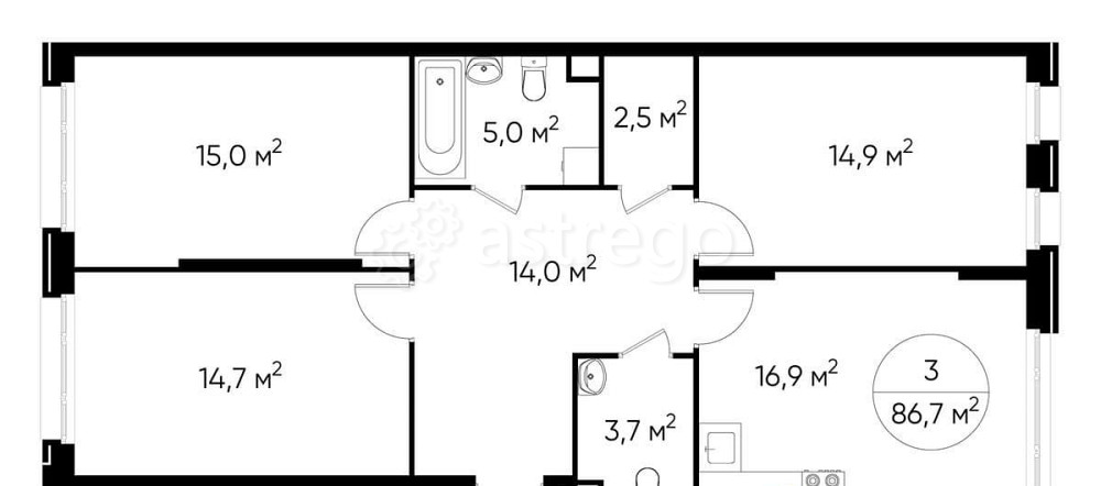 3-комн. квартира, 86 м2, 2/17 эт. Москва - изображение 1