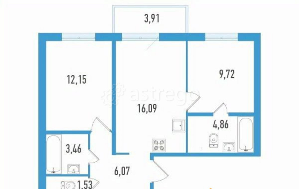 3-комн. квартира, 67.13 м2, 3/12 эт. Санкт-Петербург - изображение 2