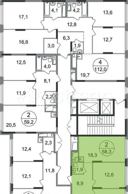 2-комн. квартира, 58 м2, 13/17 эт. Москва - изображение 9