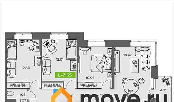 3-комн. квартира, 71.23 м2, 6/9 эт. Северодвинск