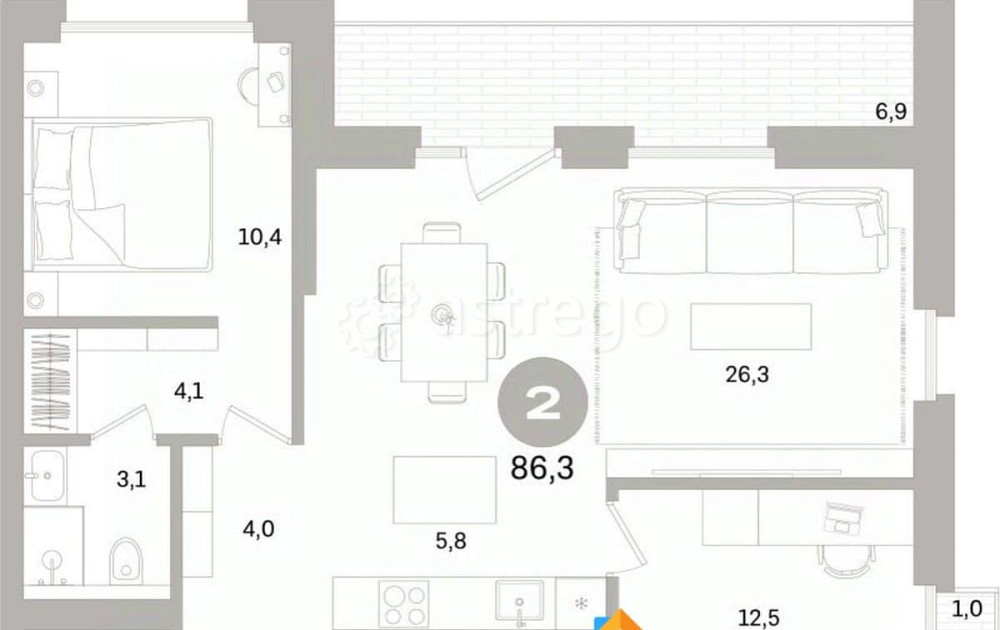 2-комн. квартира, 86.26 м2, 4/15 эт. Санкт-Петербург - изображение 5