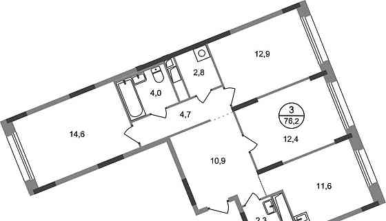 3-комн. квартира, 76 м2, 7/17 эт. Москва