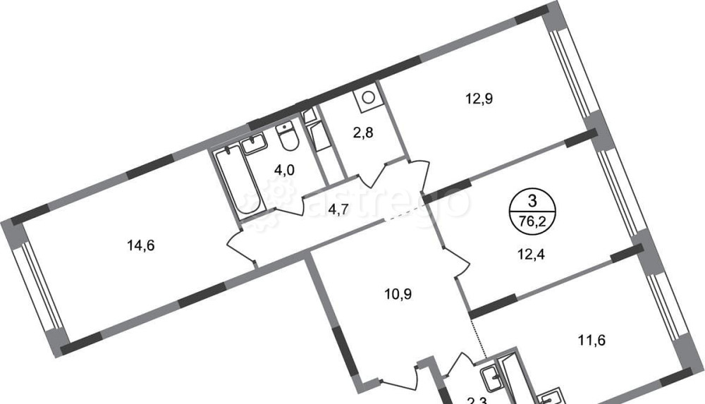 3-комн. квартира, 76 м2, 7/17 эт. Москва - изображение 1