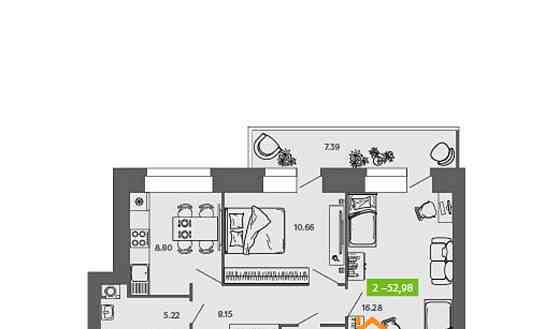 2-комн. квартира, 52.98 м2, 6/9 эт. Северодвинск