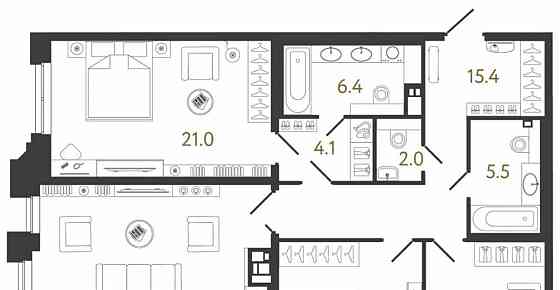 3-комн. квартира, 121.5 м2, 3/8 эт. Санкт-Петербург