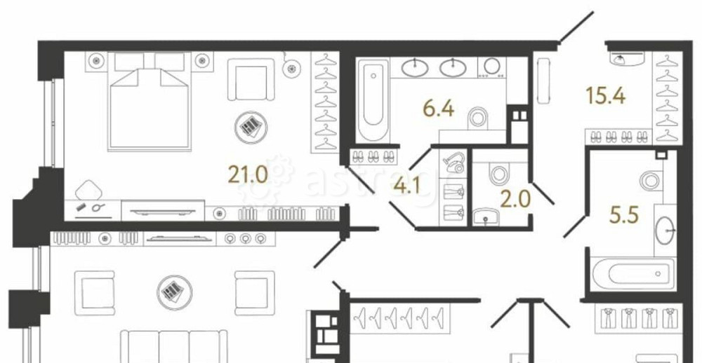 3-комн. квартира, 121.5 м2, 3/8 эт. Санкт-Петербург - изображение 1