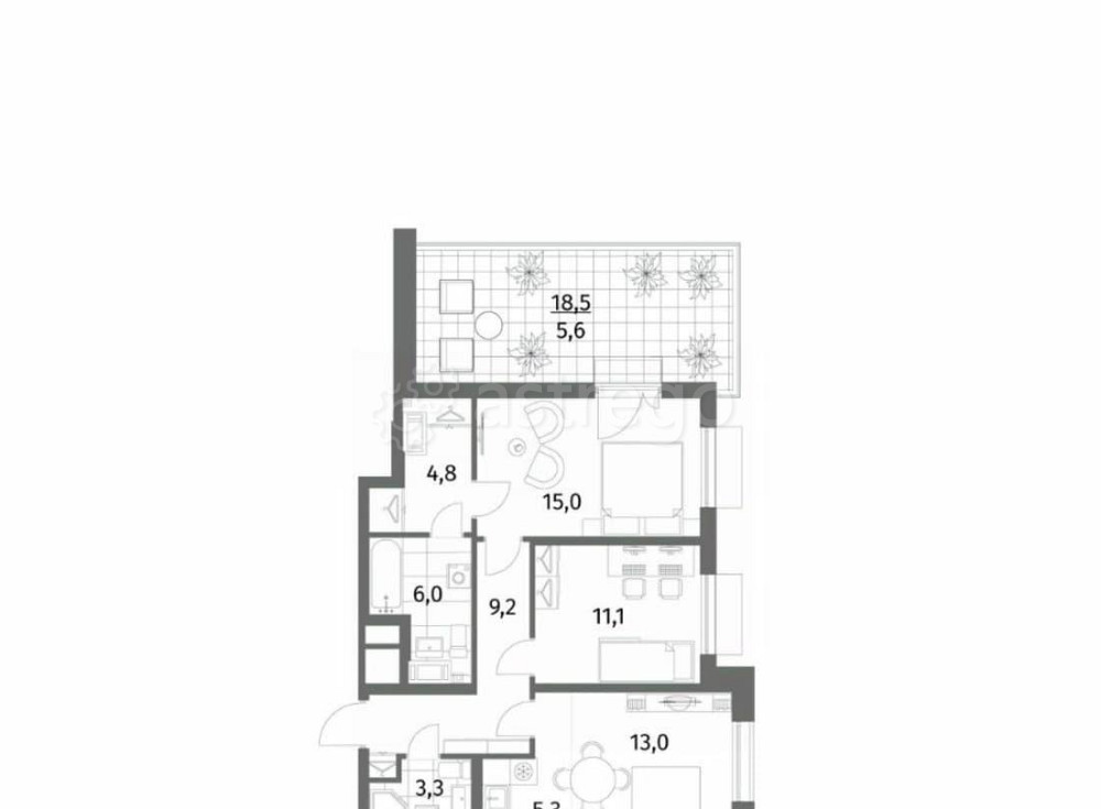 3-комн. квартира, 73.3 м2, 4/6 эт. Санкт-Петербург - изображение 2