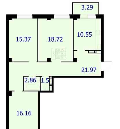 3-комн. квартира, 88.12 м2, 7/9 эт. Красноярск