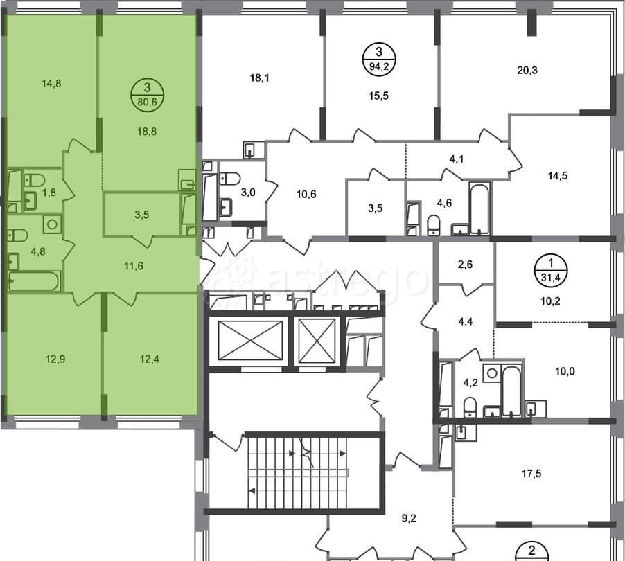 3-комн. квартира, 80 м2, 6/17 эт. Москва - изображение 3