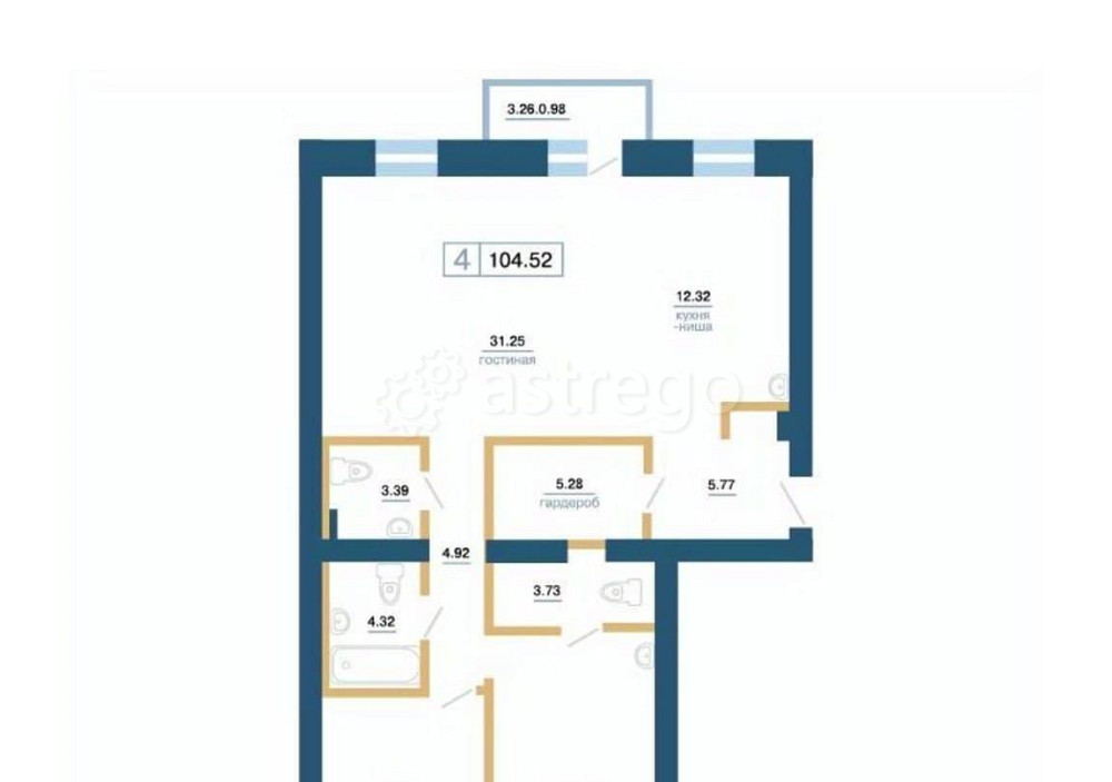 4-комн. квартира, 104.52 м2, 2/7 эт. Красноярск - изображение 7