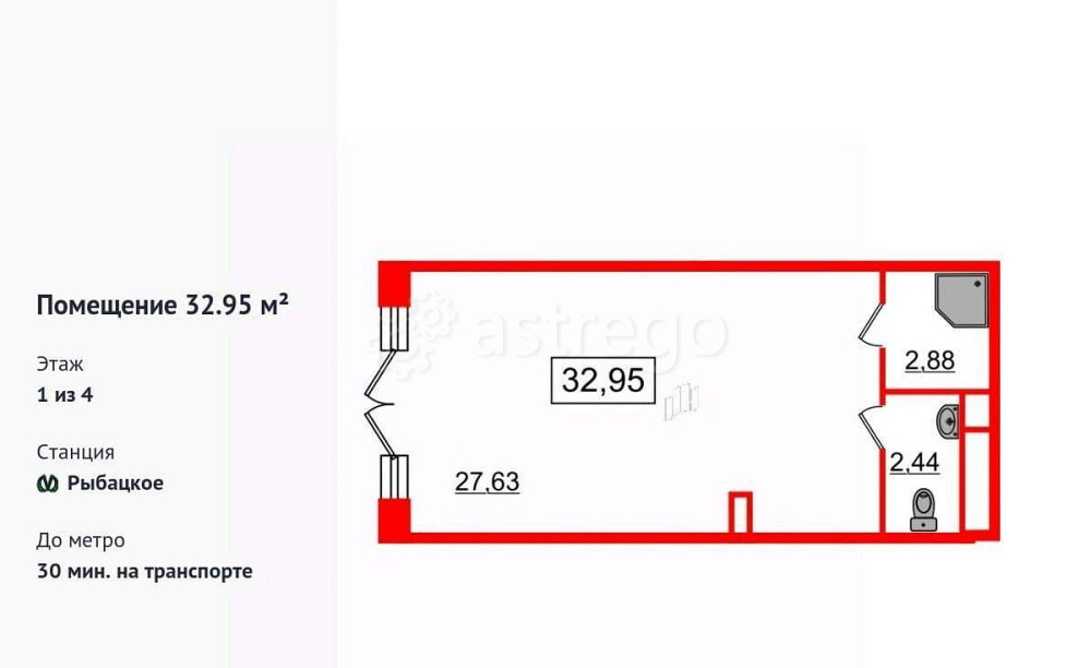 Свободного назначения, 32.95 м2 Санкт-Петербург - изображение 4