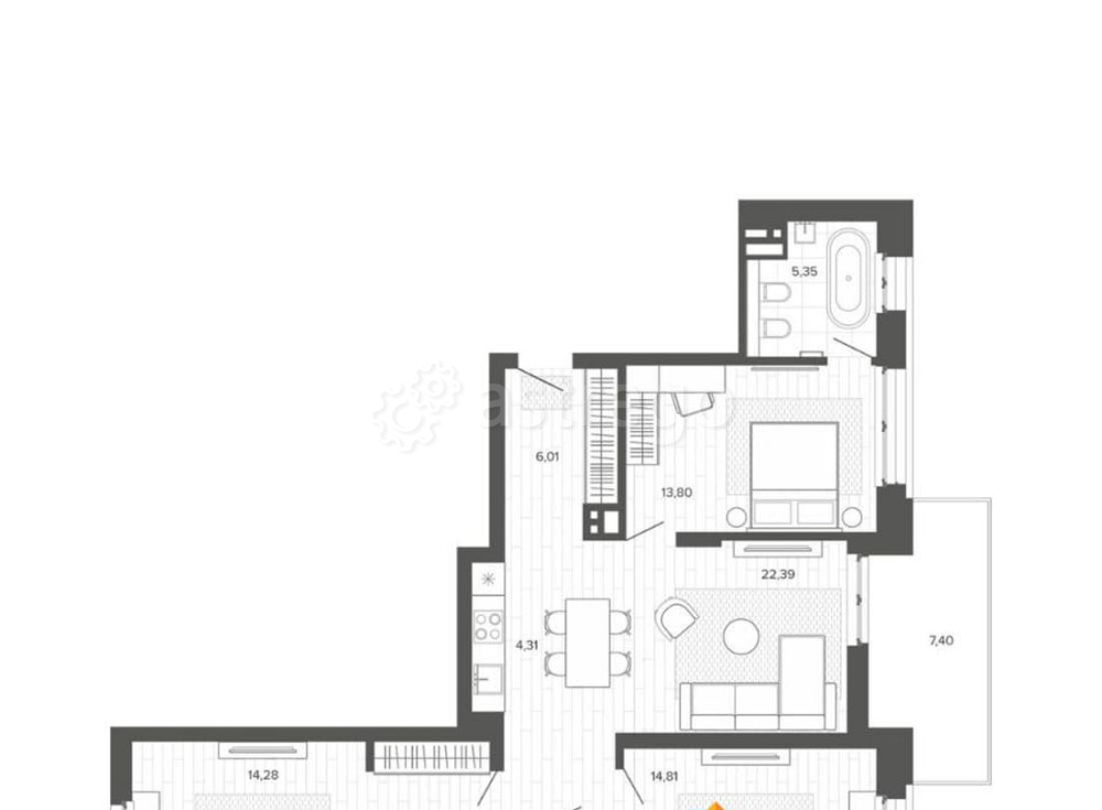 4-комн. квартира, 98.89 м2, 4/9 эт. Барнаул - изображение 1