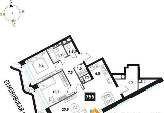 3-комн. квартира, 70.3 м2, 28/28 эт. Москва